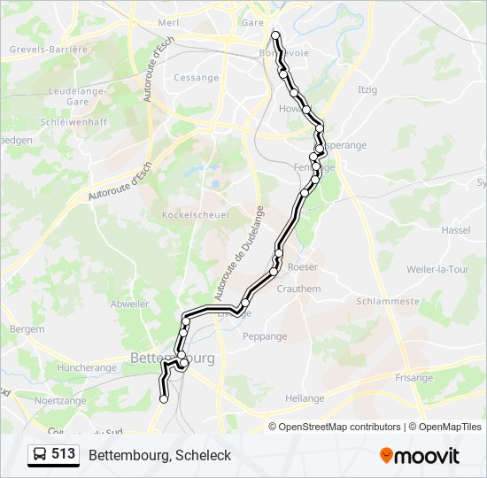 Plan de la ligne 513 de bus