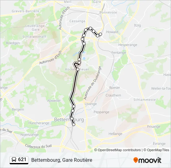 621 Bus Line Map