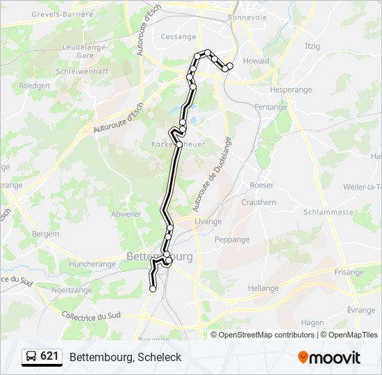 621 bus Line Map