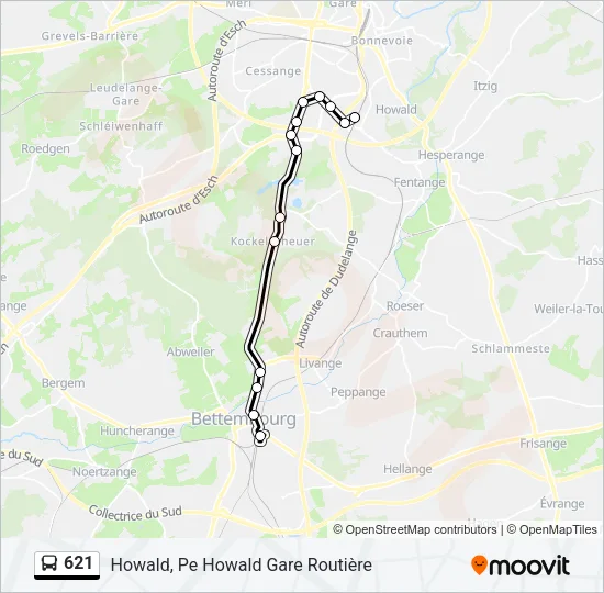 621 Bus Line Map