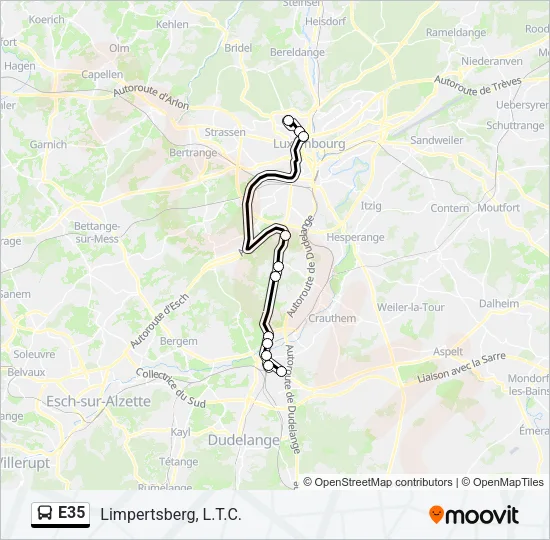 E35 Bus Line Map