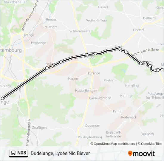 N08 Bus Line Map