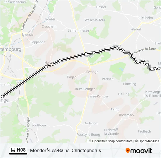 N08 Bus Line Map