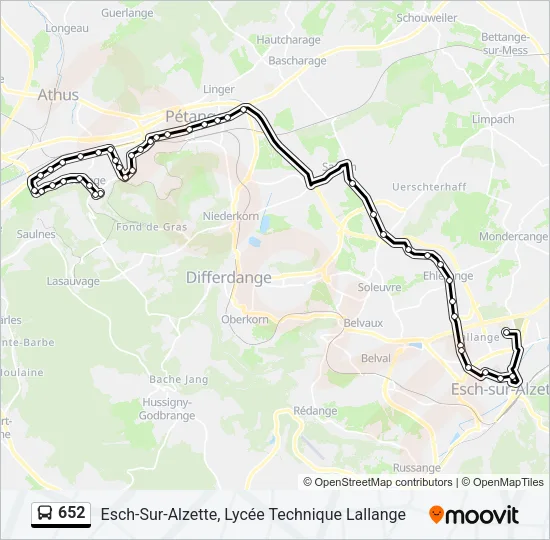 652 Bus Line Map
