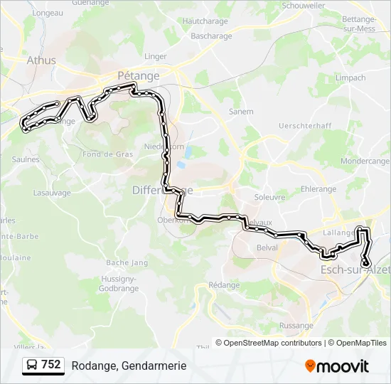 752 Bus Line Map