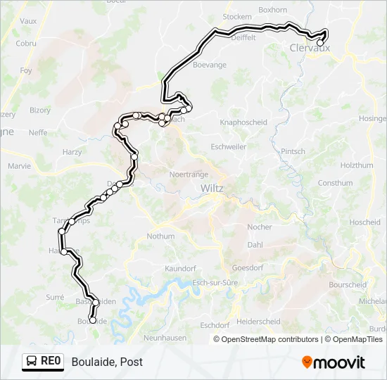 RE0 Bus Line Map