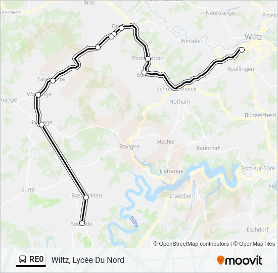 RE0 Bus Line Map