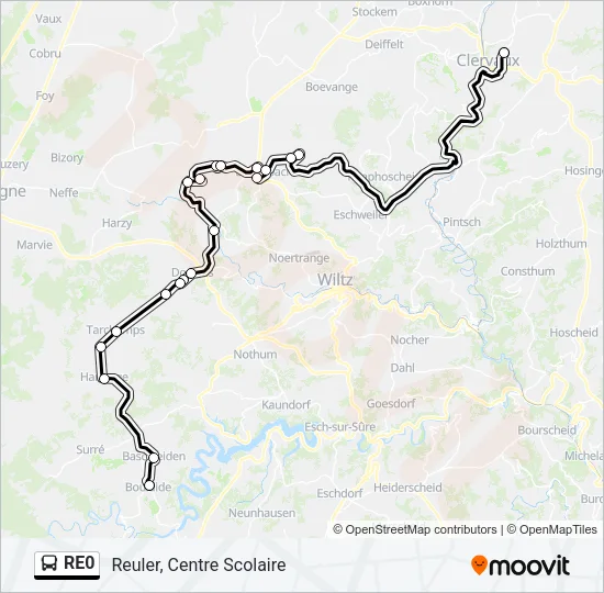 RE0 Bus Line Map