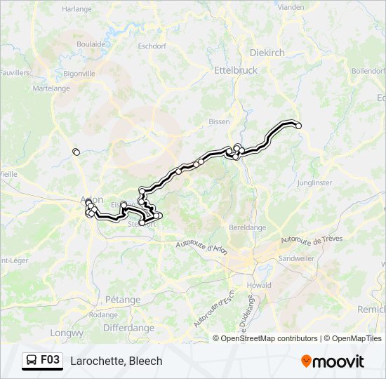 Plan de la ligne F03 de bus