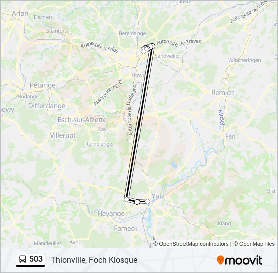 Plan de la ligne 503 de bus