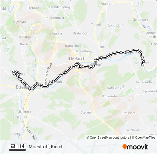 114 Bus Line Map