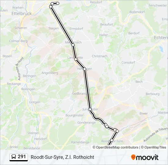 291 Bus Line Map