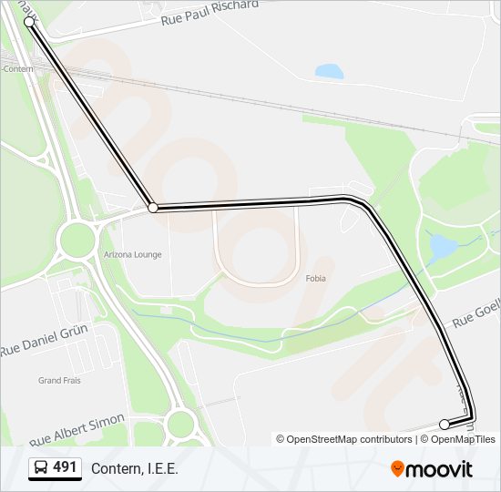 Plan de la ligne 491 de bus