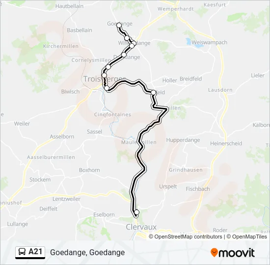 A21 Bus Line Map