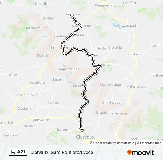A21 Bus Line Map