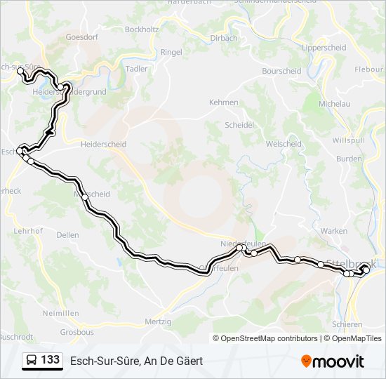 133 bus Line Map