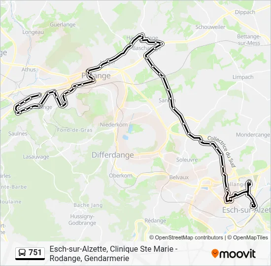 751 Route: Schedules, Stops & Maps - Rodange, Gendarmerie (Updated)