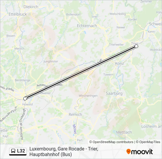 L32 Postcode L32 Route: Schedules, Stops & Maps - Trier, Hauptbahnhof (Bus) (Updated)