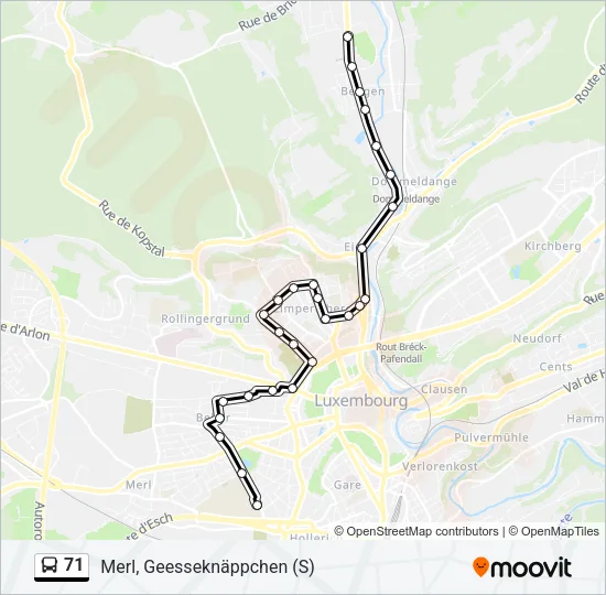 71 Bus Line Map