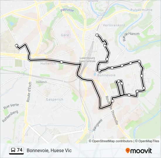 74 Bus Line Map