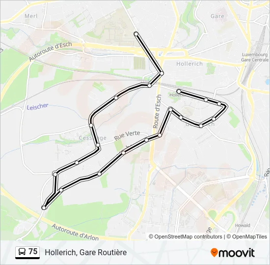 75 Bus Line Map