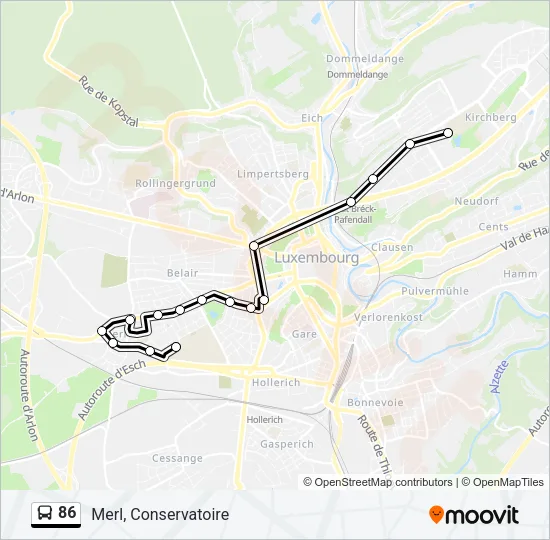 86 Bus Line Map
