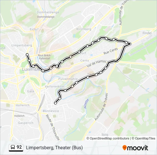 92 Bus Line Map