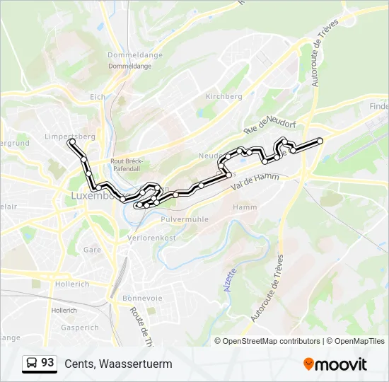 93 Bus Line Map