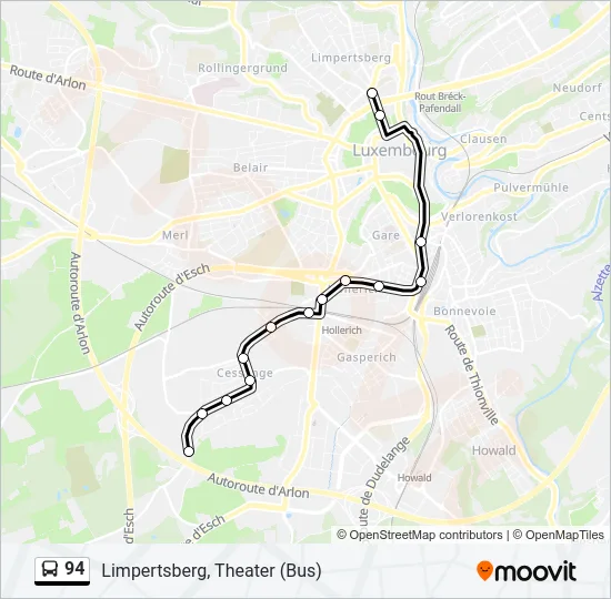 94 Bus Line Map