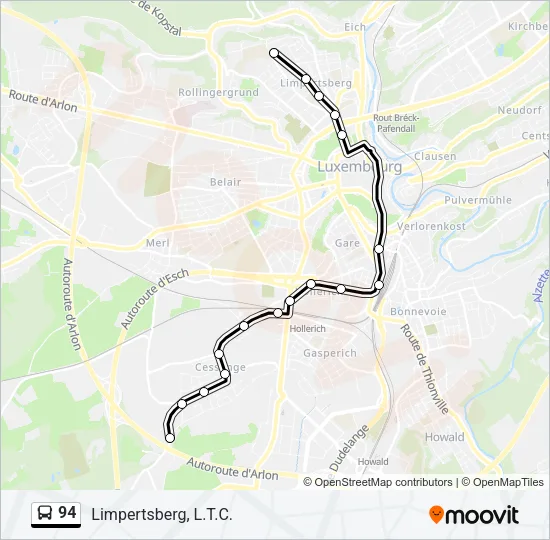 94 Bus Line Map