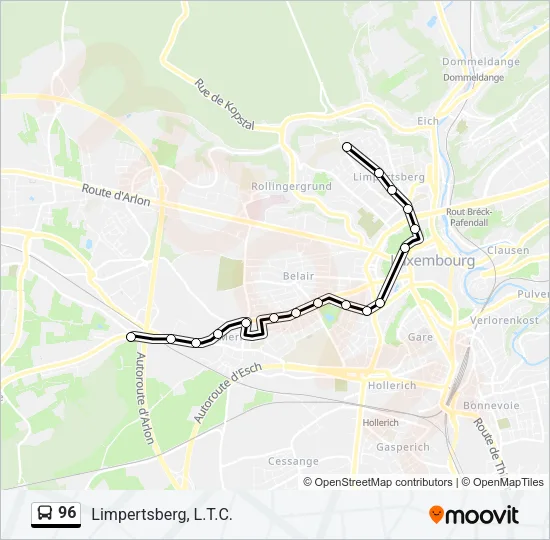 96 Bus Line Map