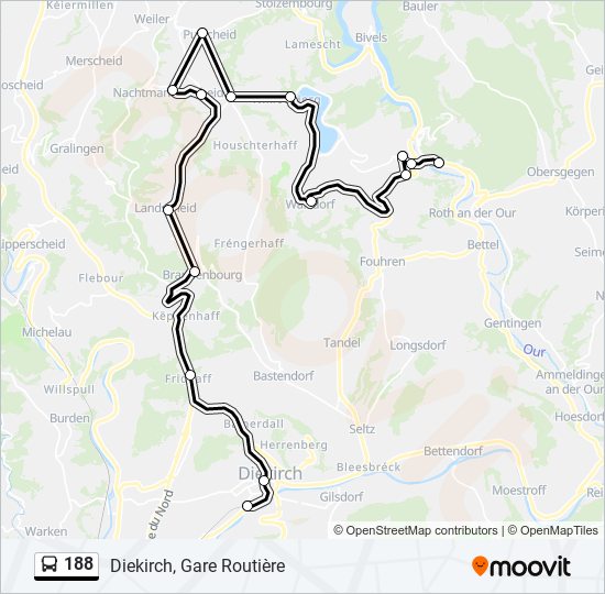 Plan de la ligne 188 de bus