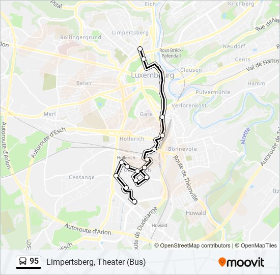 95 bus Line Map