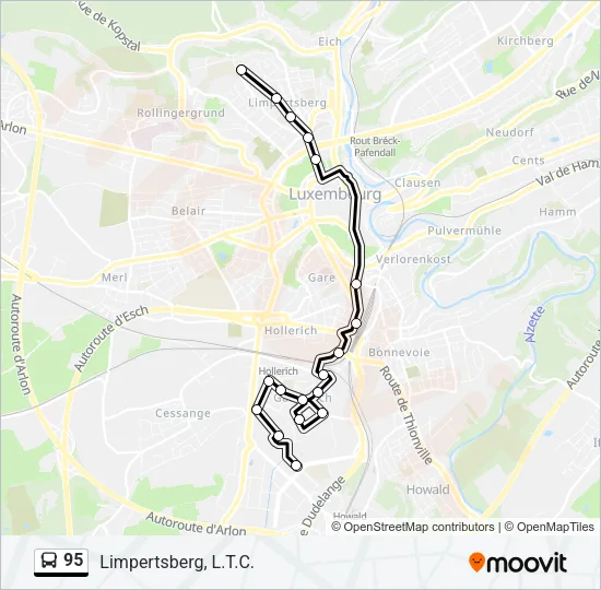 95 Bus Line Map