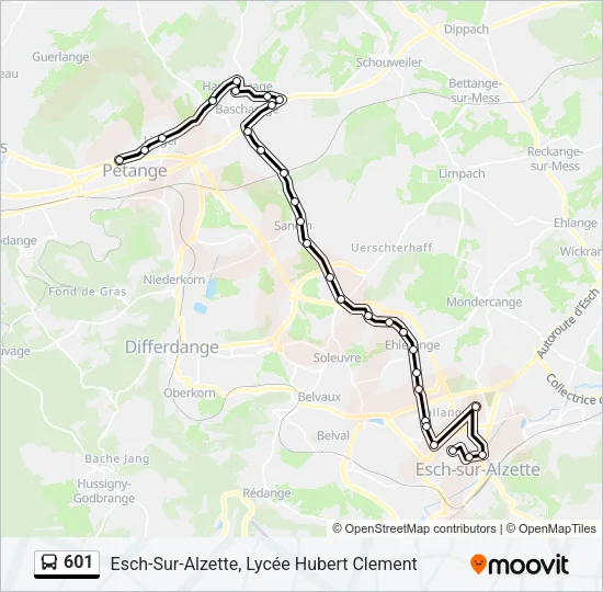 601 Bus Line Map
