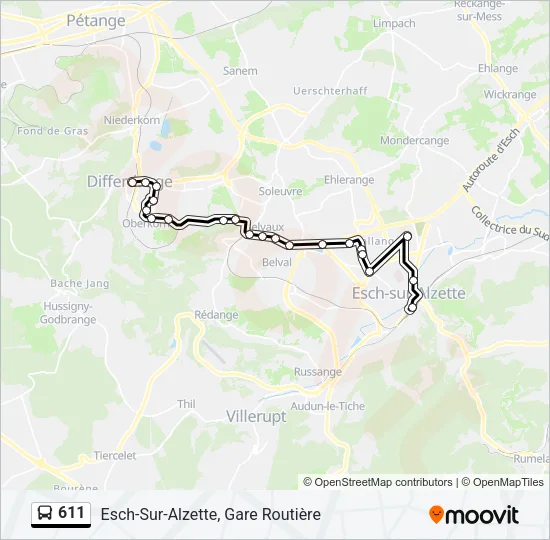 611 Bus Line Map