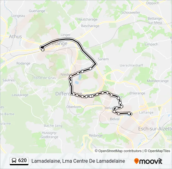 620 Bus Line Map