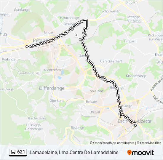 621 bus Line Map