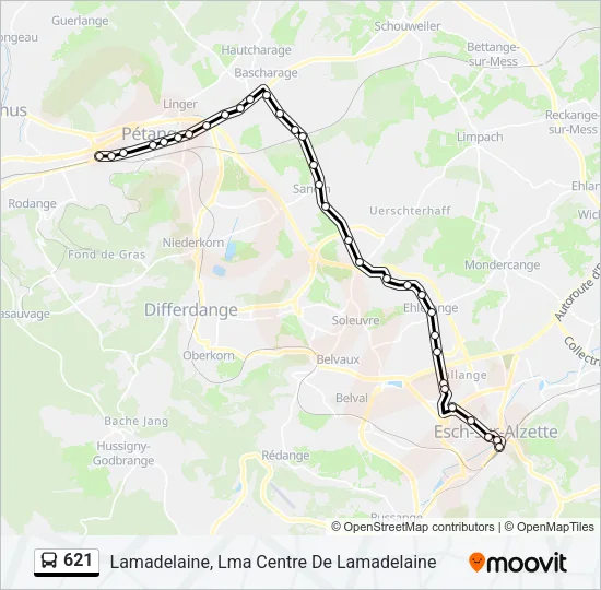 621 Bus Line Map