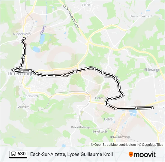 630 Bus Line Map