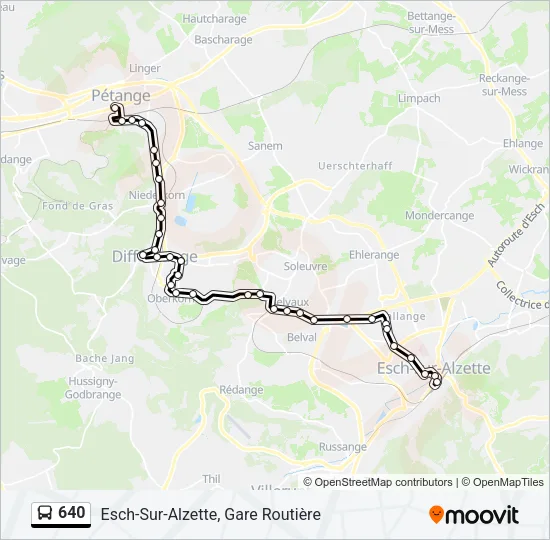640 Bus Line Map