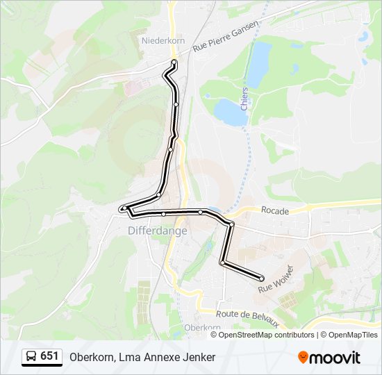 Plan de la ligne 651 de bus