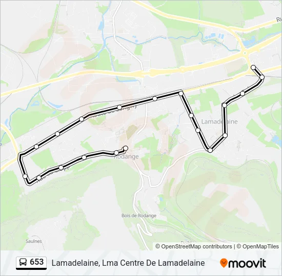 Plan de la ligne 653 de bus