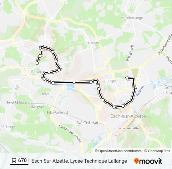 670 Bus Line Map