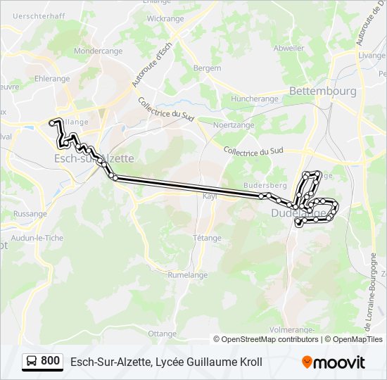 Plan de la ligne 800 de bus