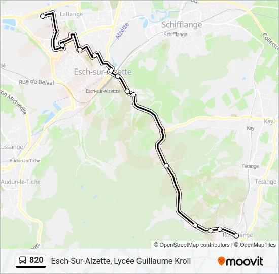 820 Bus Line Map