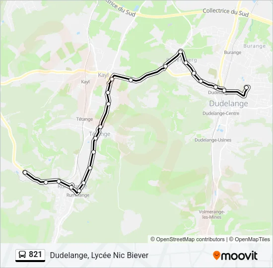 821 Bus Line Map