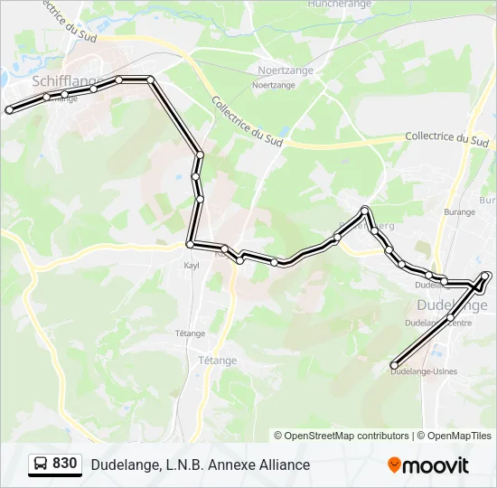 830 Bus Line Map