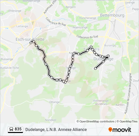 835 Bus Line Map