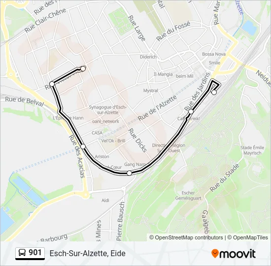 901 Bus Line Map